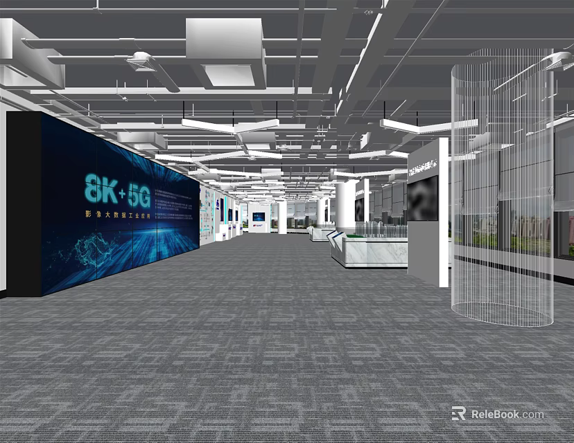 Modern Spacious Exhibition Hall With 8K 5G Technology And Digital Displays 3d model 