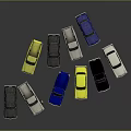 Colorful Toy Cars Collection With Various Models And Different Colors On Gray Background
