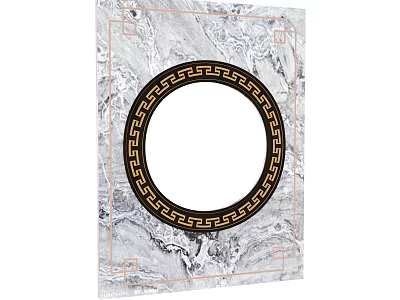 Elegant Decorative Screen with Marble Background Circular Design and Gold Greek Key Frame 3d model