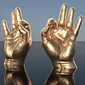 Golden Hand Gesture Decorative Figurine Set With Shiny Finish For Home Decor