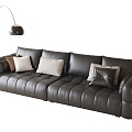 Modern Black Leather Sofa Multiplayer Sofa 3d model