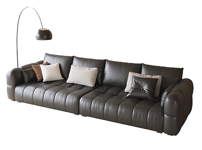 Modern Black Leather Sofa Multiplayer Sofa 3d model