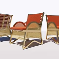 Stylish Leisure Chairs With Orange Cushions And Golden Metal Frames Design