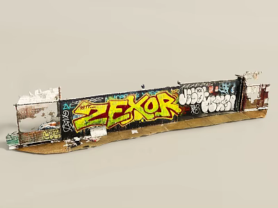 Urban Graffiti Covered Structure With Colorful ZEXOR Art And Street Designs 3d model