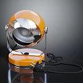 Orange And Silver Spherical Modern Lamp With Base And Black Cable 3d model