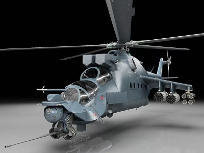 Military Helicopter With Detailed Rotor System Weapon Attachments And Cockpit Design 3d model