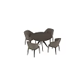 Round Wooden Dining Table Set With Cross Legs And Light Gray Diamond Stitch Fabric Chairs