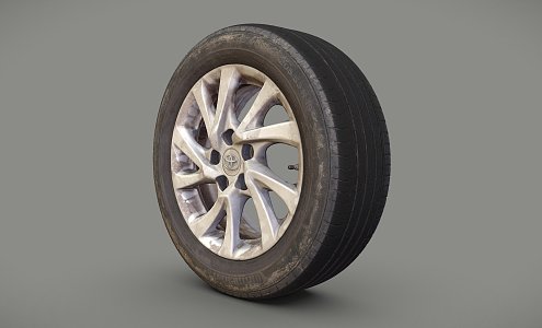 old tires for modern tires toyota rims 3d model