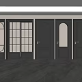 Modern Black Hinged Doors Interior Design With Panel Frames And Brass Handles 3d model