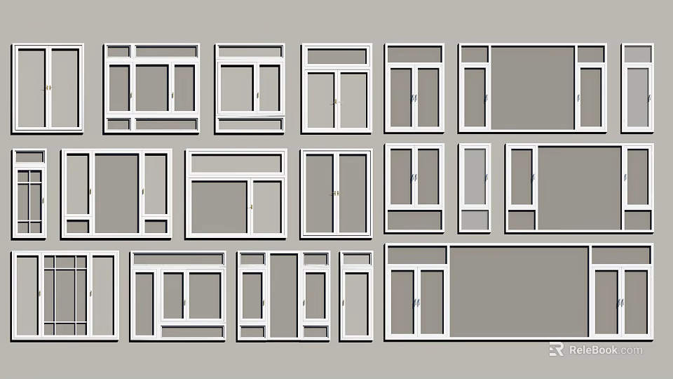 Window and Door Frame Designs Various Styles and Sizes for Home Use 3d model