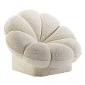 Beige Petal Shaped Single Seater Sofa With Soft Plush Fabric Upholstery