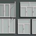 Various White Frame Window Styles With Transparent Glass And Configurations 3d model