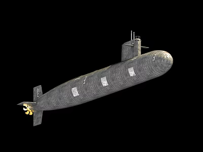 Gray Military Submarine Weapon Design With Command Tower And Missile Tubes 3d model