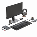 Computer equipment mouse keyboard headset display 3d model