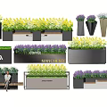 Modern Flower Planters With Lavender And Yellow Flowers Various Shapes