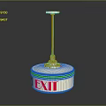 EXIT Sign With Circular White Base Red Letters And Metal Pole Structure