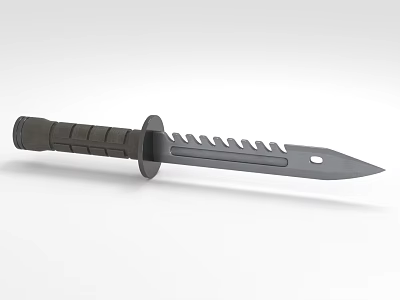 Black Tactical Knife With Serrated Blade And Textured Handle Design 3d model