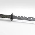 Black Tactical Knife With Serrated Blade And Textured Handle Design 3d model