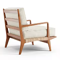 Modern Accent Chair with Wooden Frame Armrests and Beige Upholstered Seat Backrest