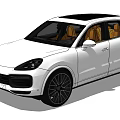 White Luxury SUV With Black Roof Brown Seats And Black Wheels