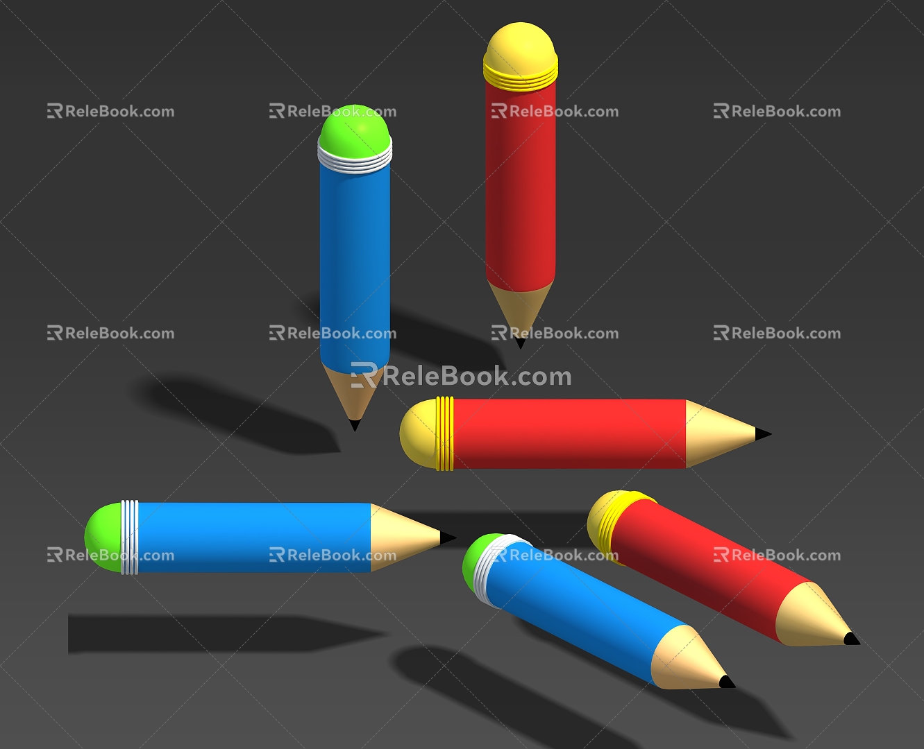 Three-Shaded Two-Shaded Pencil Crayon Crayon Product-Grade Office Supplies 3d model