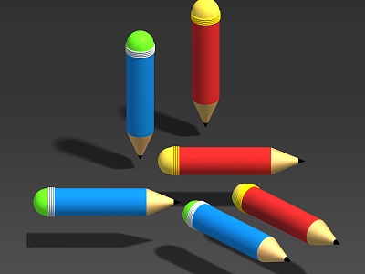 Three-Shaded Two-Shaded Pencil Crayon Product-Grade Office Supplies 3d model