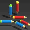 Three-Shaded Two-Shaded Pencil Crayon Crayon Product-Grade Office Supplies 3d model