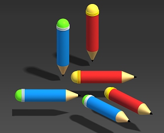 Three-Shaded Two-Shaded Pencil Crayon Product-Grade Office Supplies 3d model