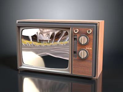 Vintage TELE Brand Television With Wooden Frame And Knob Controls 3d model