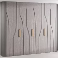 Sleek Modern Textured Wardrobe With Wavy Line Design And Wooden Handles