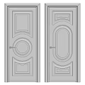 Elegant White Swing Doors Featuring Decorative Carved Patterns And Modern Handles