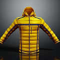 Yellow Padded Hooded Jacket With Blue Stripes Modern Stylish Design