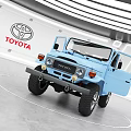 Blue Toyota Classic Off Road Vehicle With Large Tires And Retro Design