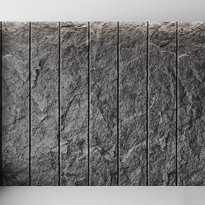 Rustic Natural Gray Stone Paneled Background Wall With Vertical Rough Textured Surface 3d model