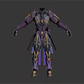 Purple and Gold Sci Fi Battle Armor With Intricate Design And Futuristic Structure