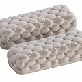 Set Of Two Cream Colored Rectangular Tufted Soft Plush Cushions For Home Decor 3d model