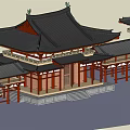 Ancient Architecture With Traditional Wooden Eaves Red Pillars And Black Tile Roof