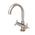 Modern Metal Faucet With Curved Spout And Double Handles Design