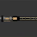 Detailed 3D Rendered Weapon With Metallic Body Golden Accents And Long Barrel