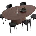 Middle style dining table and chair combination 3d model