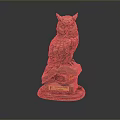 Detailed Bronze Owl Statue Perched On Open Book With Circular Base