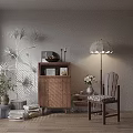 Cozy Modern Entryway Interior With Entryway Cabinet Side Cabinet Potted Plant And Floor Lamp