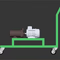 Green Metal Equipment Cart With Wheels And Top Mounted Mechanical Apparatus