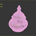 Artistic Sculpted Jar With Lid Featuring Colorful Figure Patterns And Golden Top Decoration