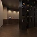Spacious Two Story Exhibition Hall With Modern Display Tables And Wall Artworks