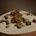 Natural Brown Lumps Placed on Light Colored Oval Tray with Dark Background 3d model