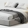 Modern Double Bed Interior Design With Wooden Nightstand Linen Bedding And Gray Blanket