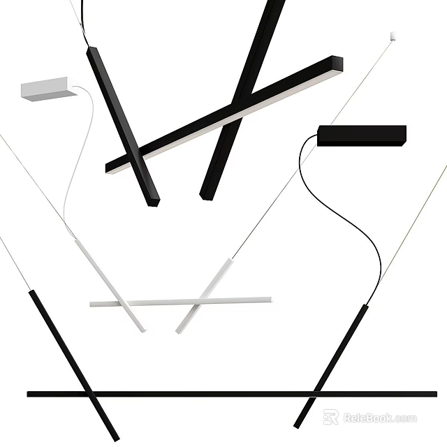 Modern Linear Pendant Lights With Geometric Design For Contemporary Home Interiors 3d model 