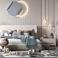 Kids Room Interior Design With Stuffed Lion Toy Desk Chair Striped Wall And Decorative Mirror
