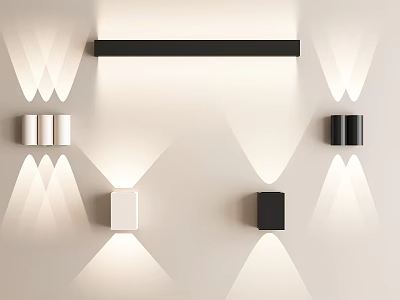 Modern Black White Wall Sconces With Stylish Geometric Light Patterns 3d model